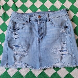 American Eagle Distressed Denim Skirt Size 8